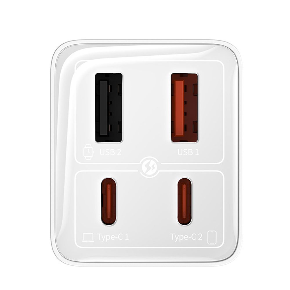 197212_5 Baseus GaN6 Pro Charger 65W 2 x USB-C 2 x USB-A with Black USB-C Cable 100W 1m - Whiteeng