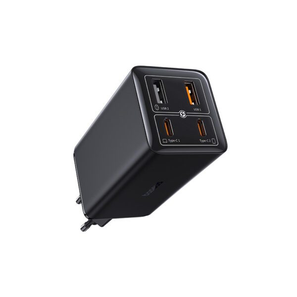 197213_1 Baseus GaN6 Pro Charger 100W 2 x USB-C 2 x USB-A with Black USB-C Cable 100W 1m - Blackeng