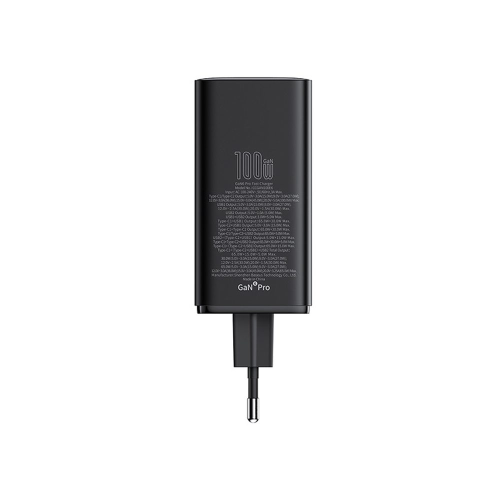 197213_4 Baseus GaN6 Pro Charger 100W 2 x USB-C 2 x USB-A with Black USB-C Cable 100W 1m - Blackeng