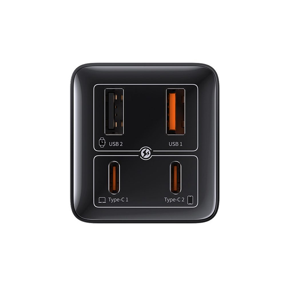 197213_6 Baseus GaN6 Pro Charger 100W 2 x USB-C 2 x USB-A with Black USB-C Cable 100W 1m - Blackeng