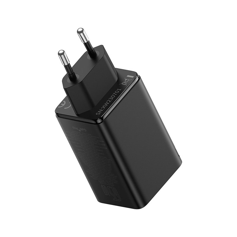 197214_6 Baseus GaN6 Pro Charger 65W 2 x USB-C 2 x USB-A with Black USB-C Cable 100W 1m - Blackeng