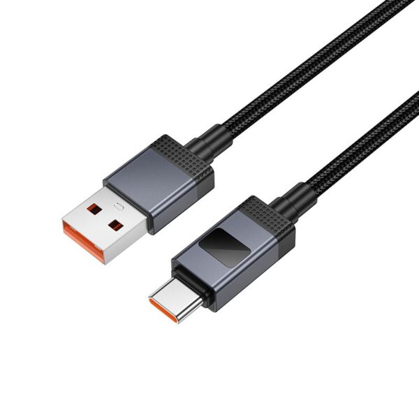 19799e2db9f6126928f9e6d8ae7fe8b7 Cable USB A to USB C Hoco 5A with display 1 m X118 black