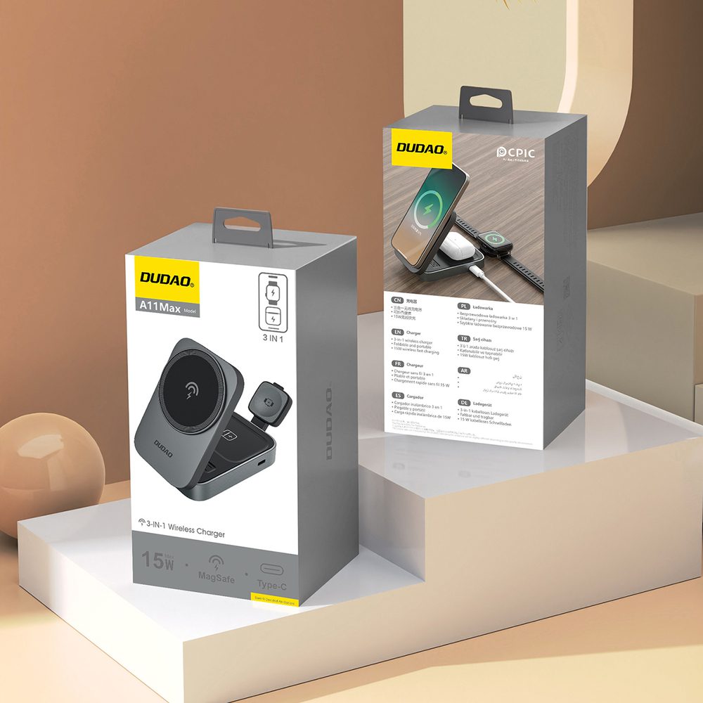 Stacja ładująca 3 w 1 Dudao A11 Max indukcyjna kompatybilna z MagSafe - szarapol