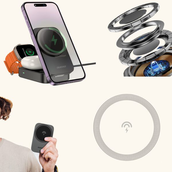 Stacja ładująca 3 w 1 Dudao A11 Max indukcyjna kompatybilna z MagSafe - szarapol