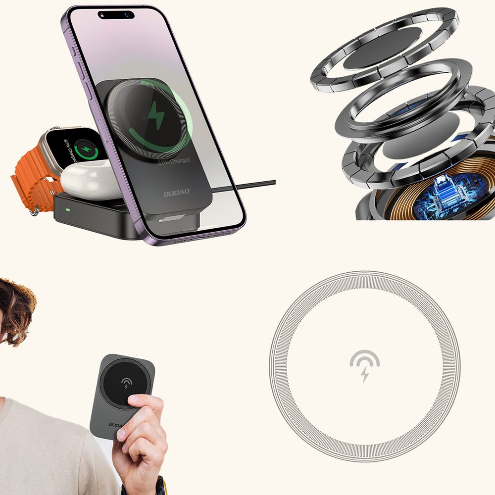 Stacja ładująca 3 w 1 Dudao A11 Max indukcyjna kompatybilna z MagSafe - szarapol