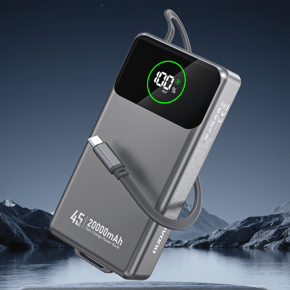 Powerbank Dudao K31 Pro 45W 20000mAh z wbudowanym zwijanym kablem USB-C - szarypol