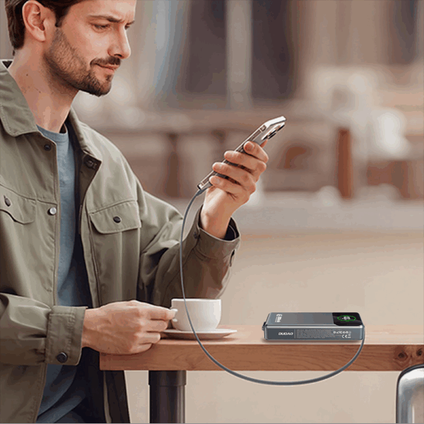 Powerbank Dudao K31 Pro 45W 20000mAh z wbudowanym zwijanym kablem USB-C - szarypol