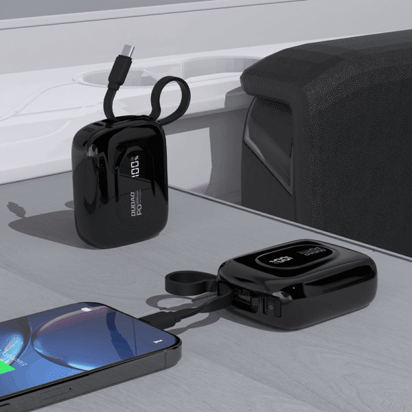 Powerbank Dudao K32 10000 mAh z wbudowanym kablem USB-C/Lightning - czarnypol