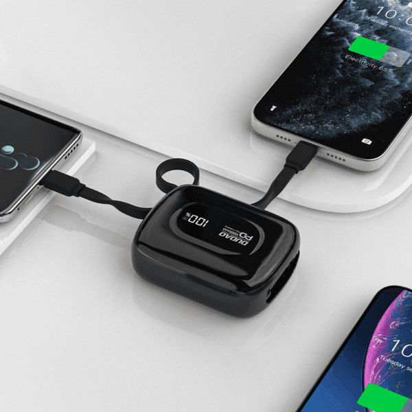 Powerbank Dudao K32 10000 mAh z wbudowanym kablem USB-C/Lightning - czarnypol