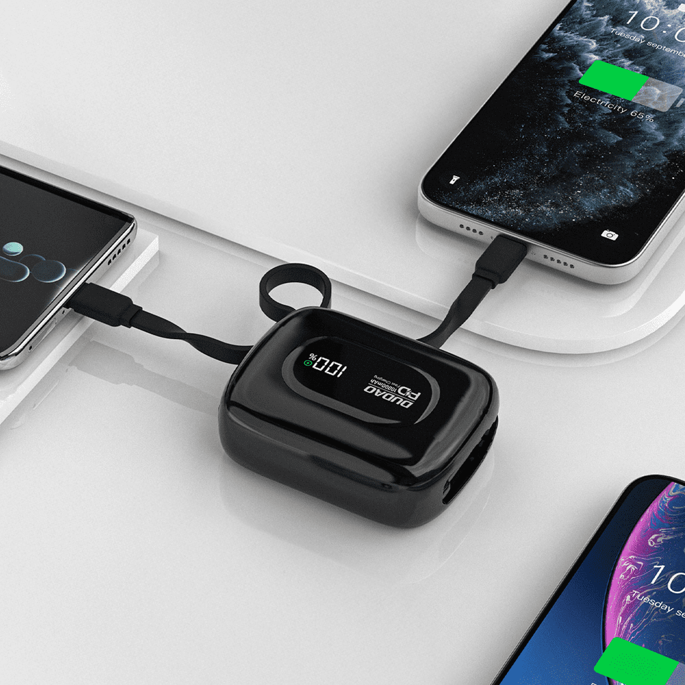 Powerbank Dudao K32 10000 mAh z wbudowanym kablem USB-C/Lightning - czarnypol