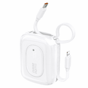 198957_1 Powerbank Dudao K32 10000 mAh z wbudowanym kablem USB-C/Lightning - białypol