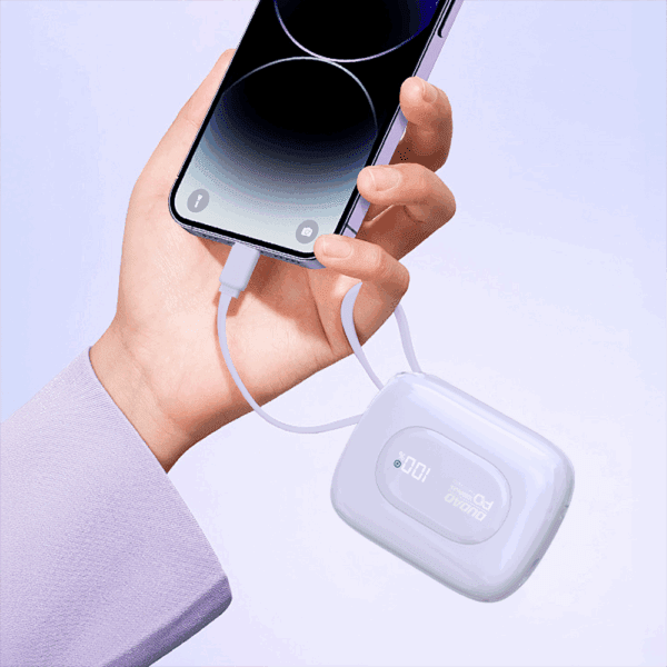 Powerbank Dudao K32 10000 mAh z wbudowanym kablem USB-C/Lightning - fioletowypol