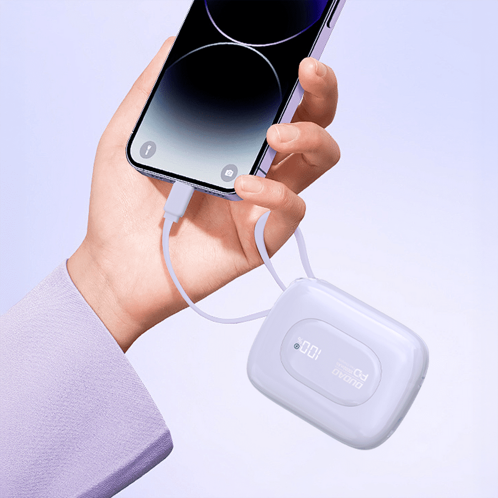 Powerbank Dudao K32 10000 mAh z wbudowanym kablem USB-C/Lightning - fioletowypol