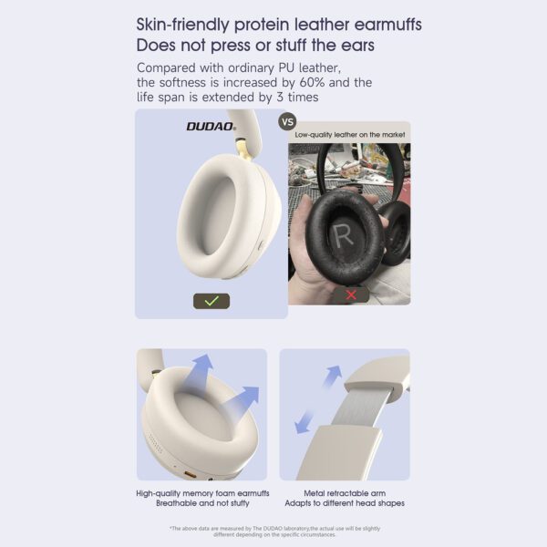 Dudao X22 Max Wireless On-Ear Bluetooth Headphones with ANC - Beigeeng