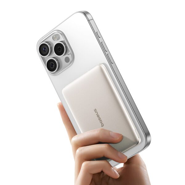 Baseus PicoGo AM41 Ultra-Slim 5000mAh 20W MagSafe Compatible Power Bank with Bases Simple USB-C 60W 30cm Cable - Titaniumeng