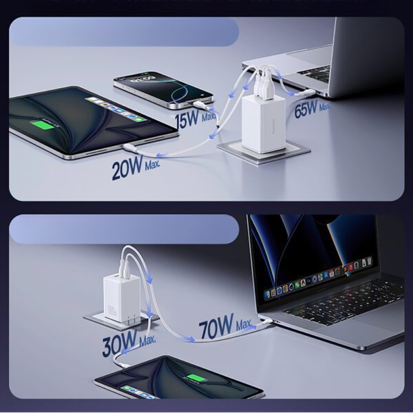 198967_5 Baseus EnerFill FE11 2 x USB-C / USB-A 100W Wall Charger - Whiteeng