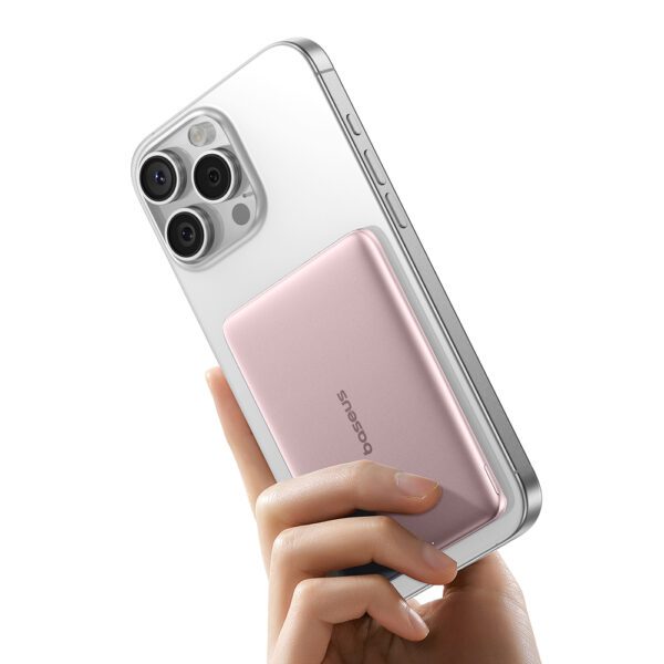 Baseus PicoGo AM41 5000mAh 20W Ultra-Slim Power Bank MagSafe Compatible with Baseus Simple USB-C 60W 30cm Cable - Pinkeng