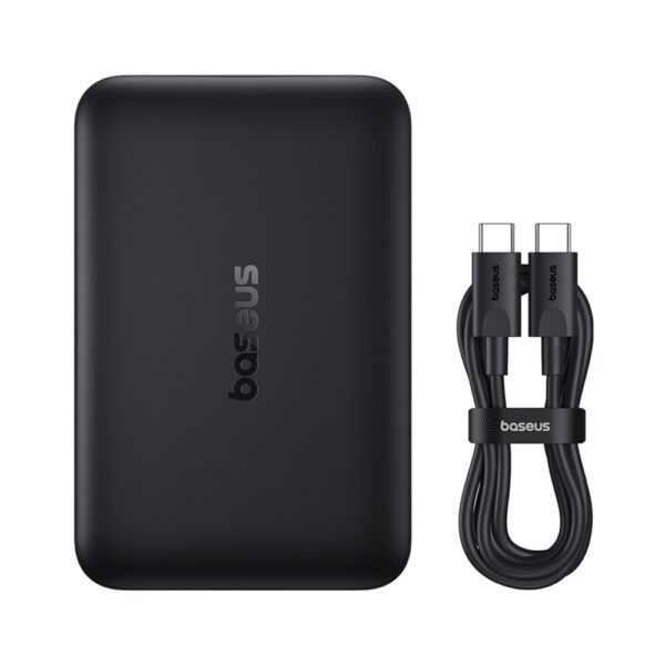 Baseus EnerFill FM11 Ultra-Mini 10000mAh 22.5W MagSafe Compatible Power Bank with Baseus Simple USB-C 20V/3A 30cm Cable - Blackeng