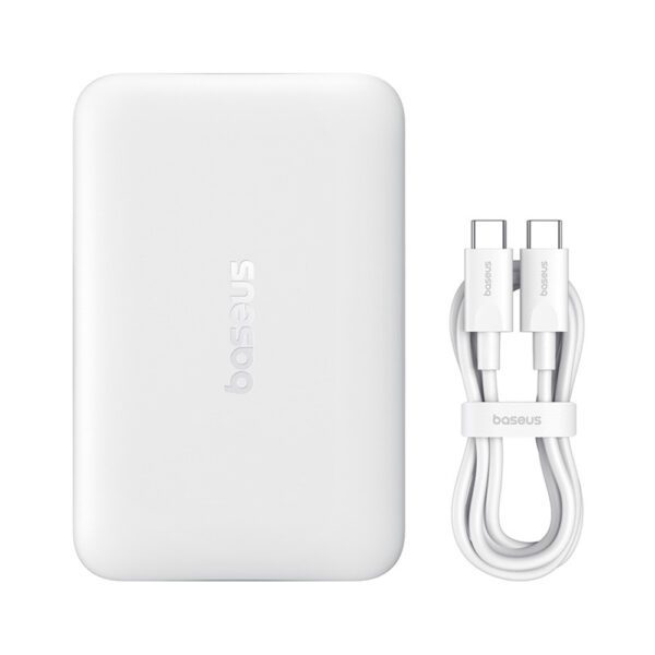 Baseus EnerFill FM11 Ultra-Mini 10000mAh 22.5W MagSafe Compatible Power Bank with Baseus Simple USB-C 20V/3A 30cm Cable - Whiteeng