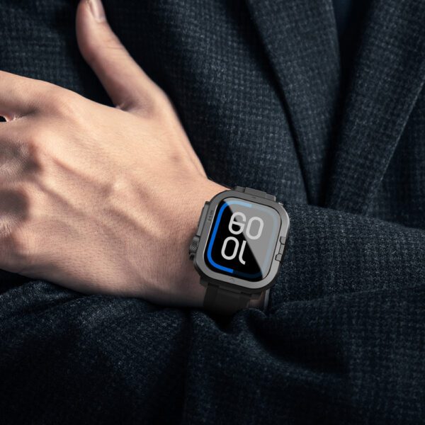 AmazingThing Titan Pro Metal Case for Apple Watch 11 46mm Aluminum - Blackeng