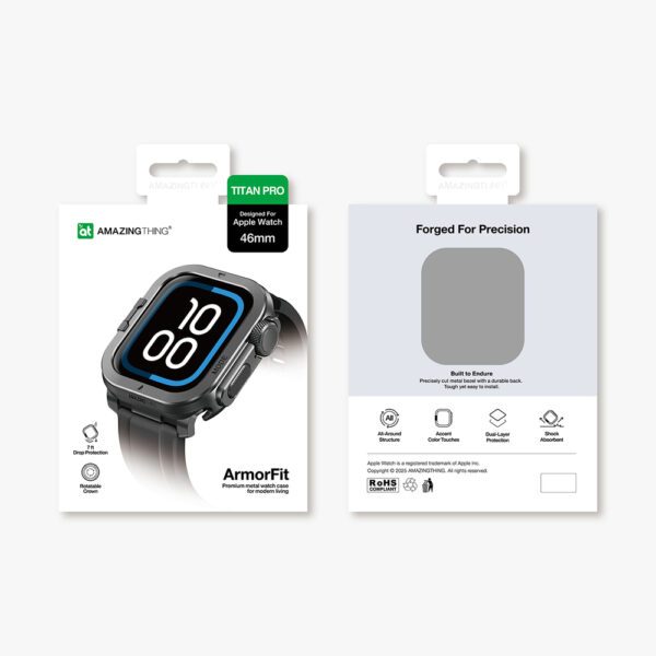 AmazingThing Titan Pro Metal Case for Apple Watch 11 46mm Aluminum - Blackeng