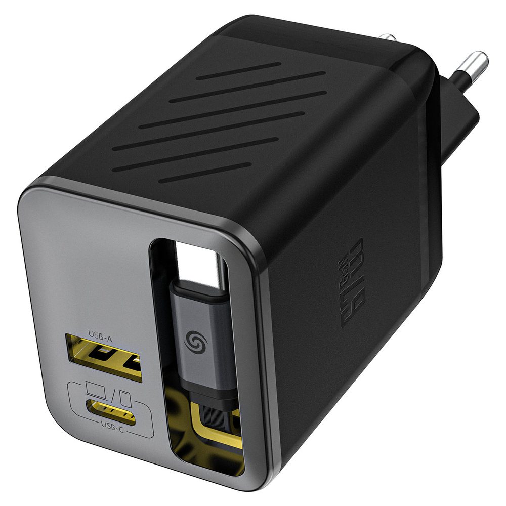 200622_3 Dudao A67EU GaN 67W Wall Charger with Built-in Retractable USB-C Power Delivery Quick Charge Cable - Blackeng