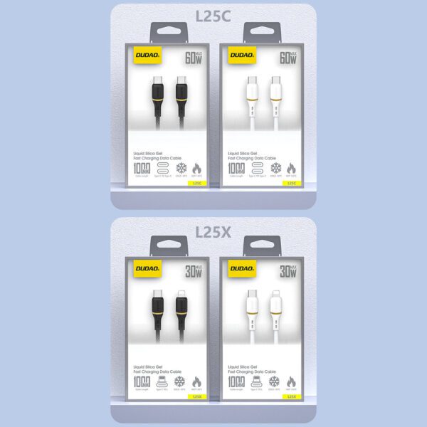 200623_1 Dudao L25C USB-C - USB-C Silicone Cable 60W 1m - Whiteeng