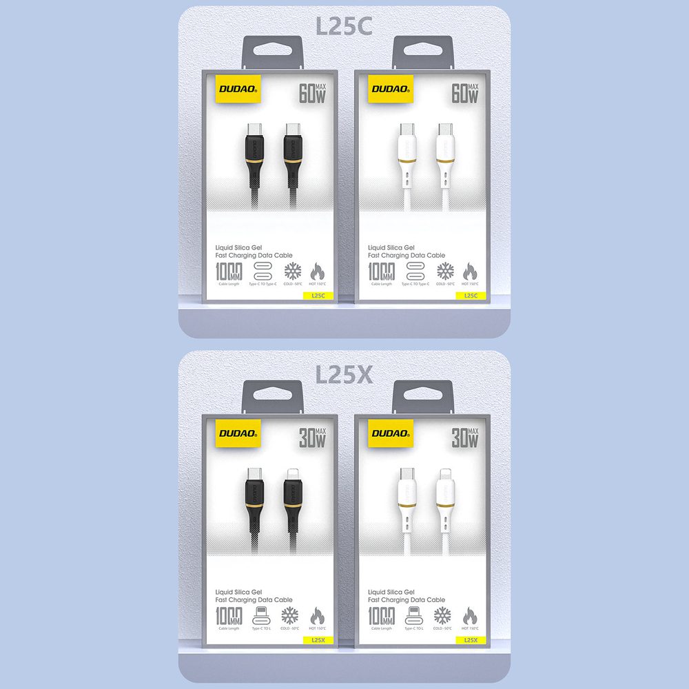200623_1 Dudao L25C USB-C - USB-C Silicone Cable 60W 1m - Whiteeng