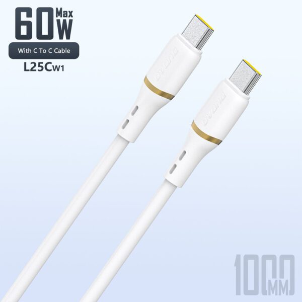 200623_8 Dudao L25C USB-C - USB-C Silicone Cable 60W 1m - Whiteeng