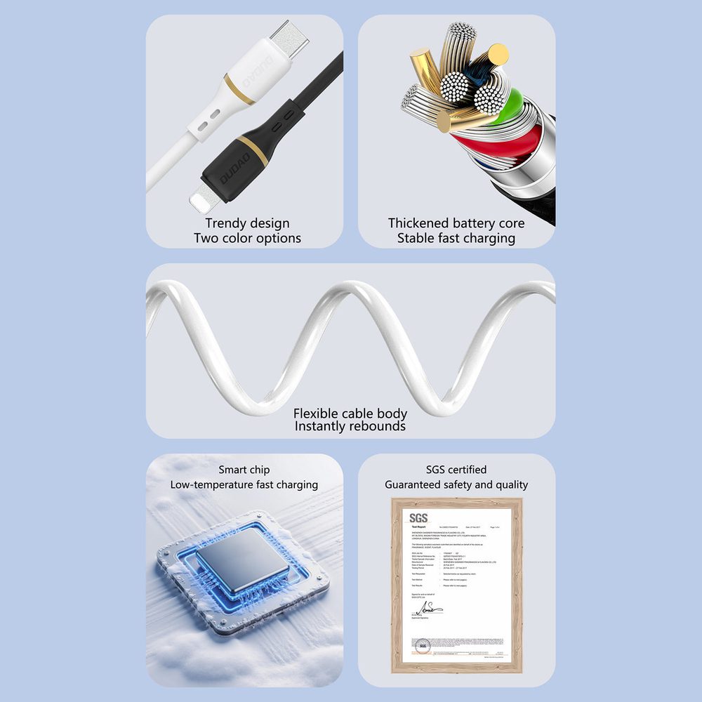 Dudao L25T USB-A - USB-C Silicone Cable 5A 1m - Whiteeng