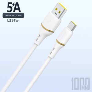 Dudao L25T USB-A - USB-C Silicone Cable 5A 1m - Whiteeng