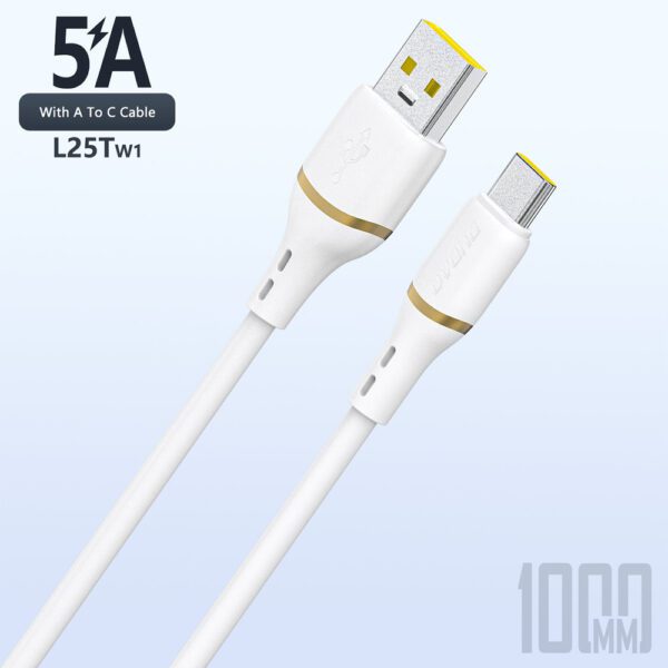 Dudao L25T USB-A - USB-C Silicone Cable 5A 1m - Whiteeng