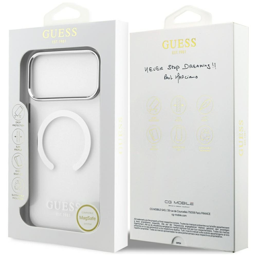 Guess Metal Outline MagSafe case for iPhone 17 Pro Max - silvereng