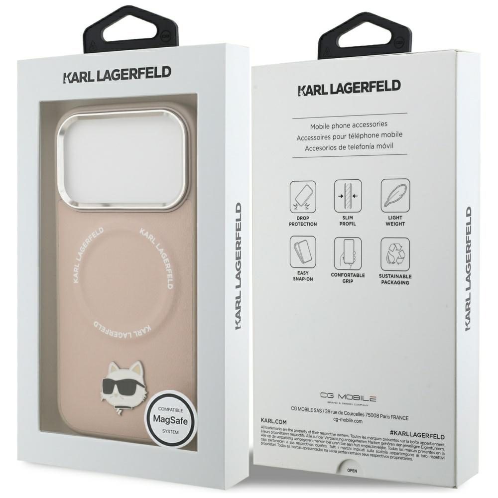 Karl Lagerfeld Choupette Pin MagSafe Case for iPhone 17 Pro Max - Pinkeng