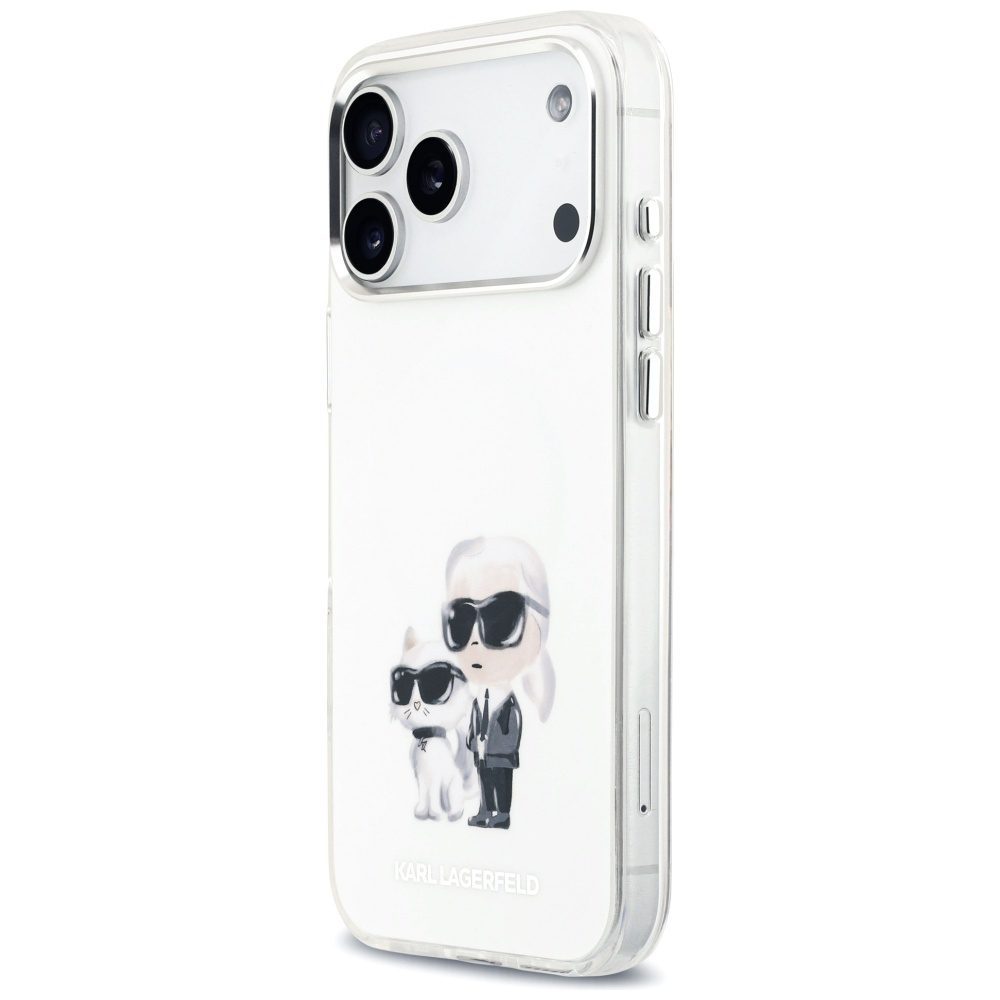 Karl Lagerfeld IML Aquarelle Karl & Choupette & Logo MagSafe Case for iPhone 17 Pro Max - Whiteeng