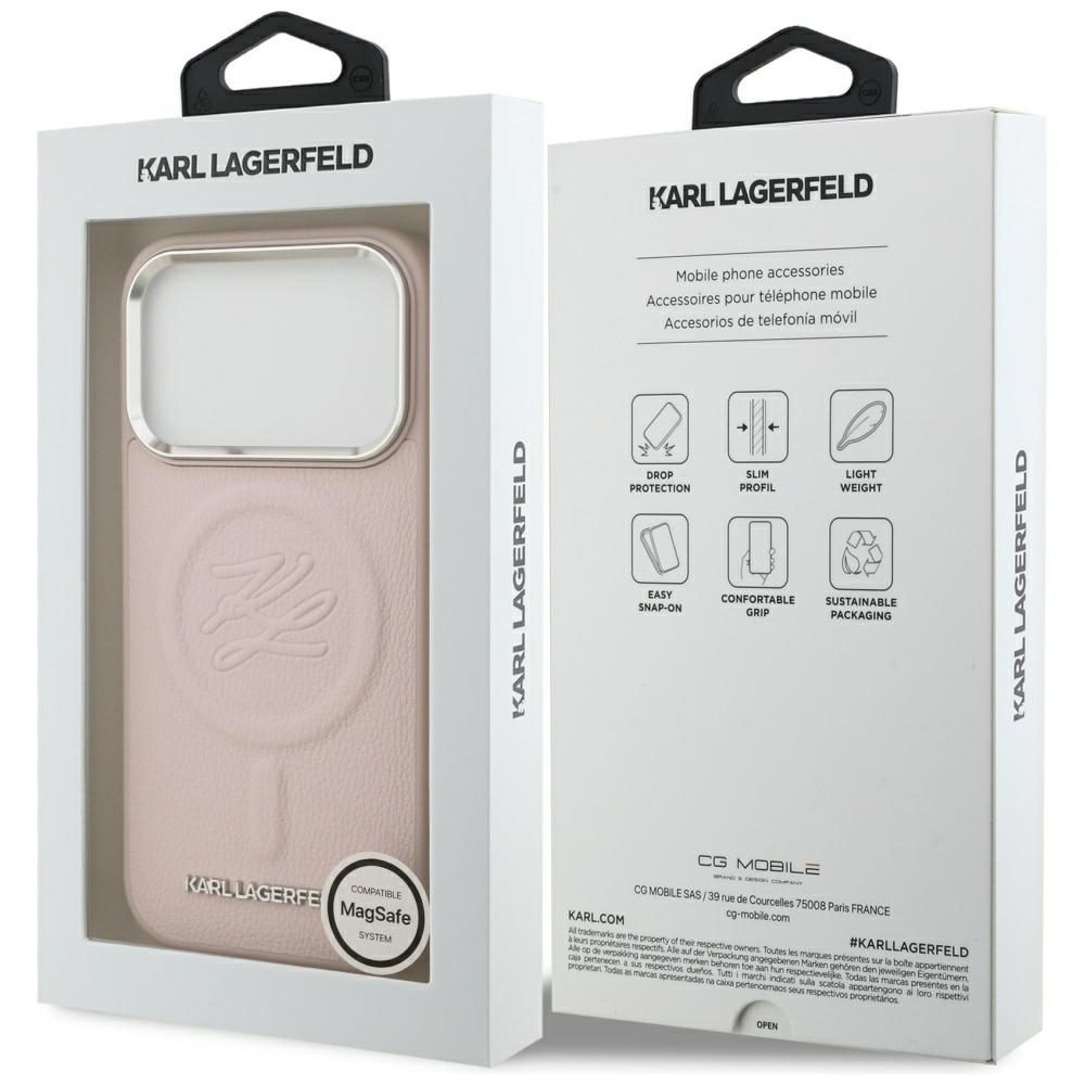 Karl Lagerfeld Initial & Metal Logo MagSafe Case for iPhone 17 Pro Max - Pinkeng