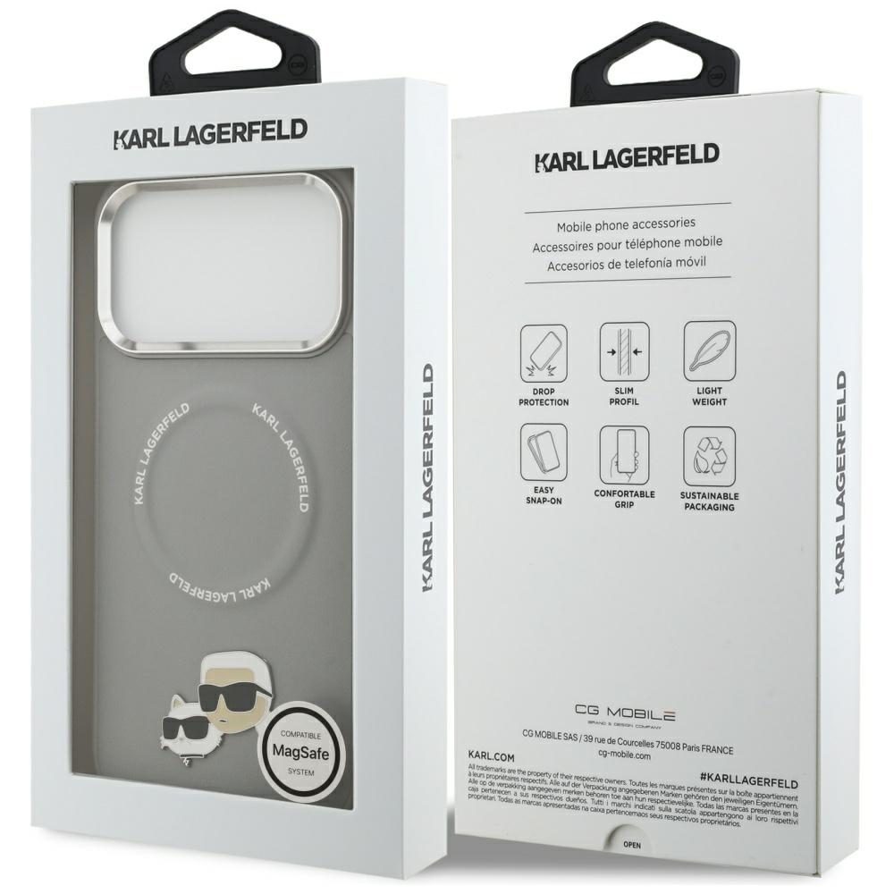 Karl Lagerfeld Karl & Choupette Pins MagSafe Case for iPhone 17 Pro - Grayeng