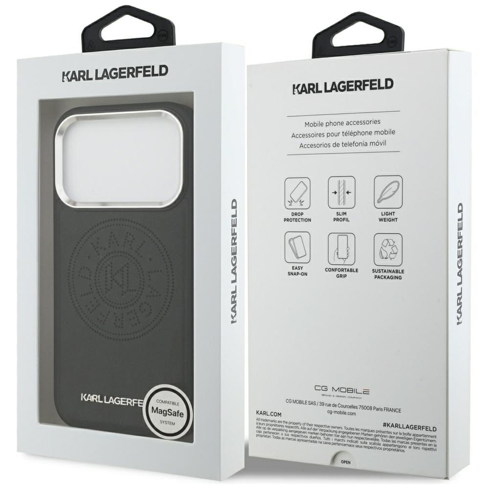 Karl Lagerfeld Point & Metal Logo MagSafe Case for iPhone 17 Pro - Blackeng