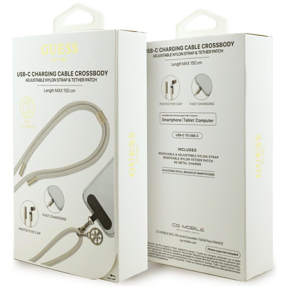 Guess CBDY 4G Charm USB-C / USB-C Cable 150cm - Beigeeng