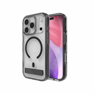 201670_1 ZAGG Santa Cruz Snap KS MagSafe Case with Stand for iPhone 17 Pro - Clear and Blackeng