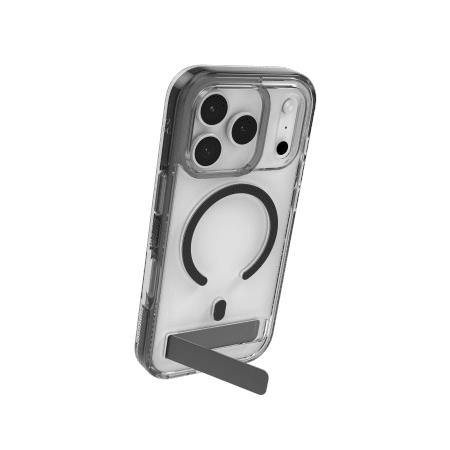 201670_3 ZAGG Santa Cruz Snap KS MagSafe Case with Stand for iPhone 17 Pro - Clear and Blackeng