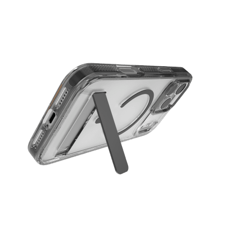 201671_2 ZAGG Santa Cruz Snap KS MagSafe Case with Stand for iPhone 17 Pro Max - Clear and Blackeng