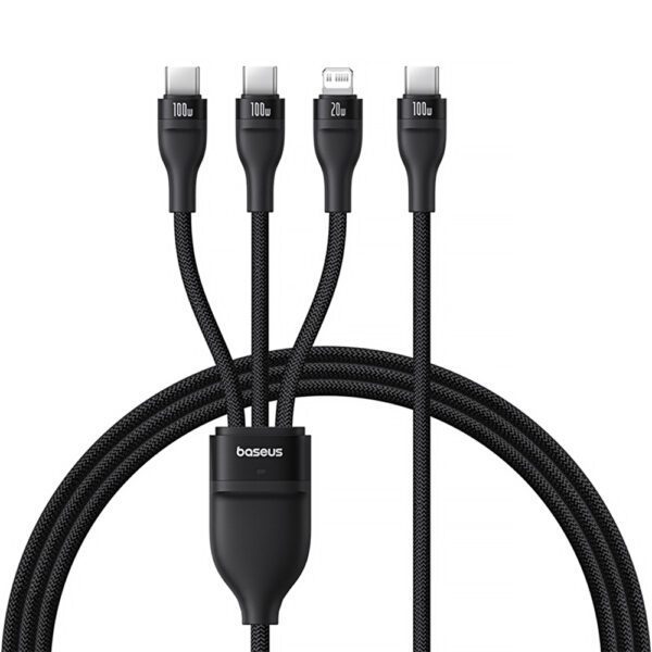 Baseus Flash Series 3 3in1 cable 100W USB-C - USB-C+USB-C+ Lightning 1.5m + 3 x 0.25 m - blackeng