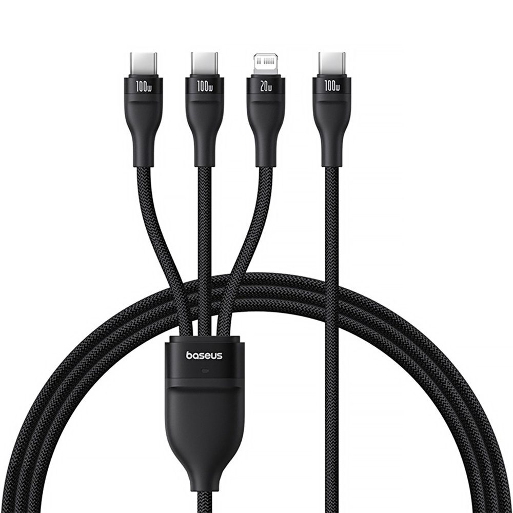 Baseus Flash Series 3 3in1 cable 100W USB-C - USB-C+USB-C+ Lightning 1.5m + 3 x 0.25 m - blackeng
