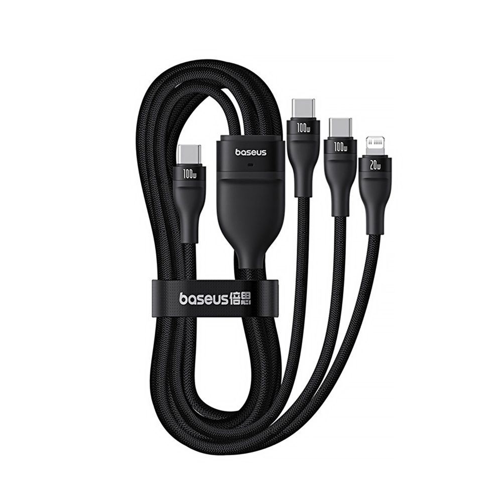Baseus Flash Series 3 3in1 cable 100W USB-C - USB-C+USB-C+ Lightning 1.5m + 3 x 0.25 m - blackeng