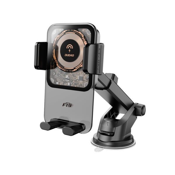 Dudao F19 clamp car holder with 15W inductive charger - blackeng