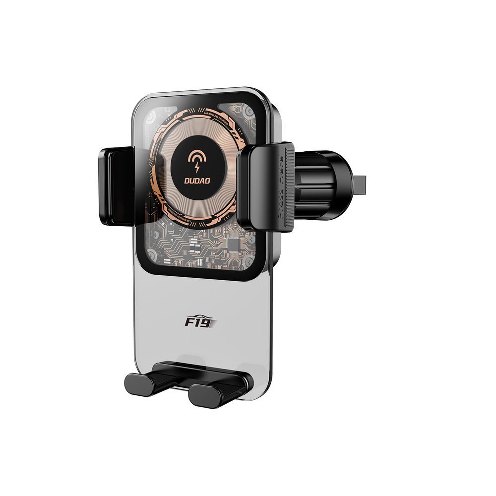 Dudao F19 clamp car holder with 15W inductive charger - blackeng