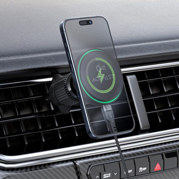Acefast D33 Car Holder with Qi2 15W Magnetic Charger for Air Vent - Blackeng