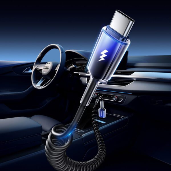 Joyroom S-A43 Crystal-Clear Series 3A USB-A - USB-C spiral cable 1.5m - blackeng