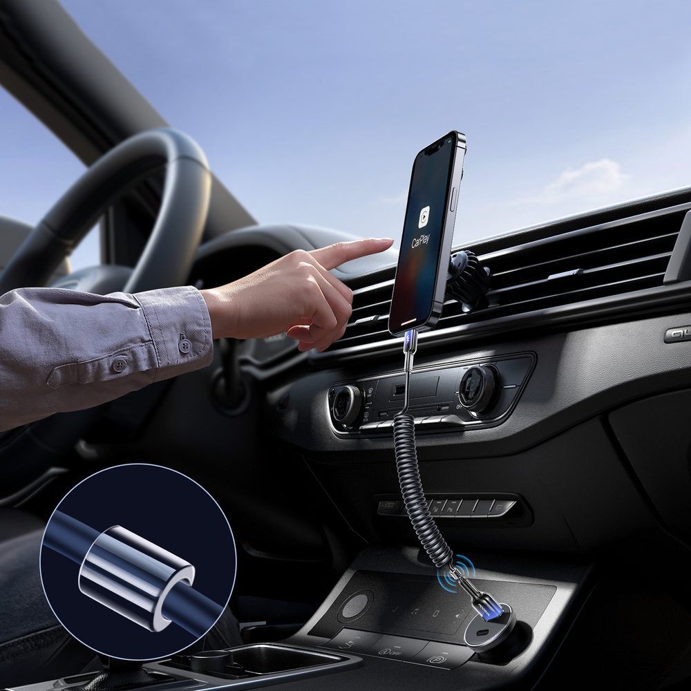 Joyroom S-A43 Crystal-Clear Series 3A USB-A - USB-C spiral cable 1.5m - blackeng